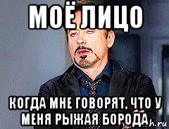 моё лицо когда мне говорят, что у меня рыжая борода, Мем мое лицо когда