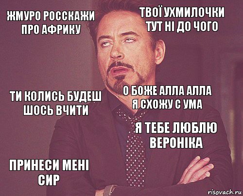 Жмуро росскажи про Африку ТвоЇ ухмилочки тут ні до чого Ти колись будеш шось вчити Принеси мені сир Я тебе люблю Вероніка О боже алла алла я схожу с ума    , Комикс мое лицо