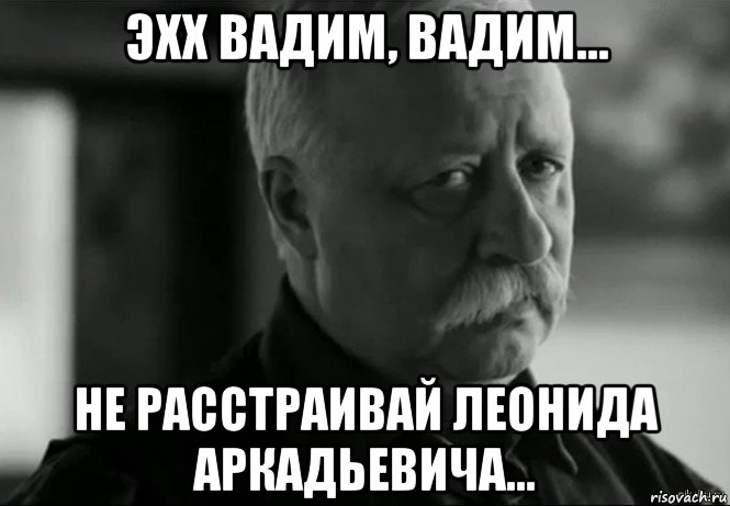 эхх вадим, вадим... не расстраивай леонида аркадьевича..., Мем Не расстраивай Леонида Аркадьевича