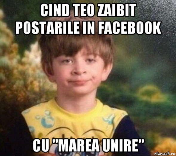 cind teo zaibit postarile in facebook cu "marea unire", Мем Недовольный пацан