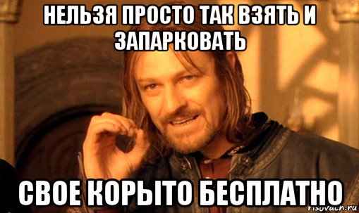 нельзя просто так взять и запарковать свое корыто бесплатно, Мем Нельзя просто так взять и (Боромир мем)