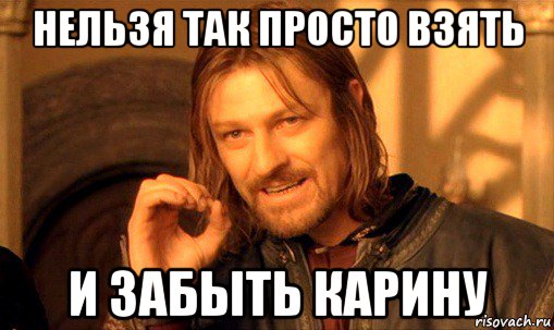 нельзя так просто взять и забыть карину, Мем Нельзя просто так взять и (Боромир мем)