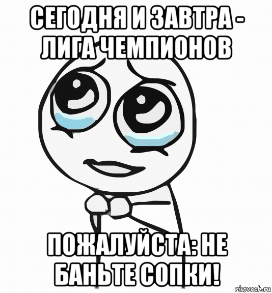 сегодня и завтра - лига чемпионов пожалуйста: не баньте сопки!, Мем  ну пожалуйста (please)