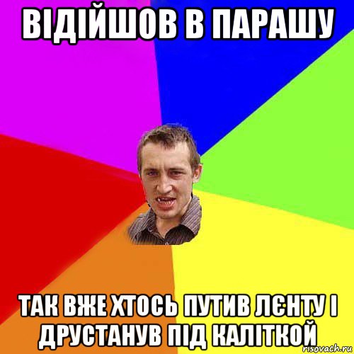 відійшов в парашу так вже хтось путив лєнту і друстанув під каліткой