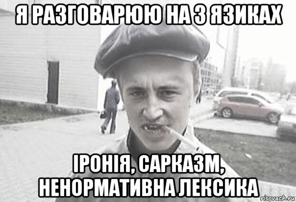 я разговарюю на 3 язиках іронія, сарказм, ненормативна лексика, Мем Пацанська философия