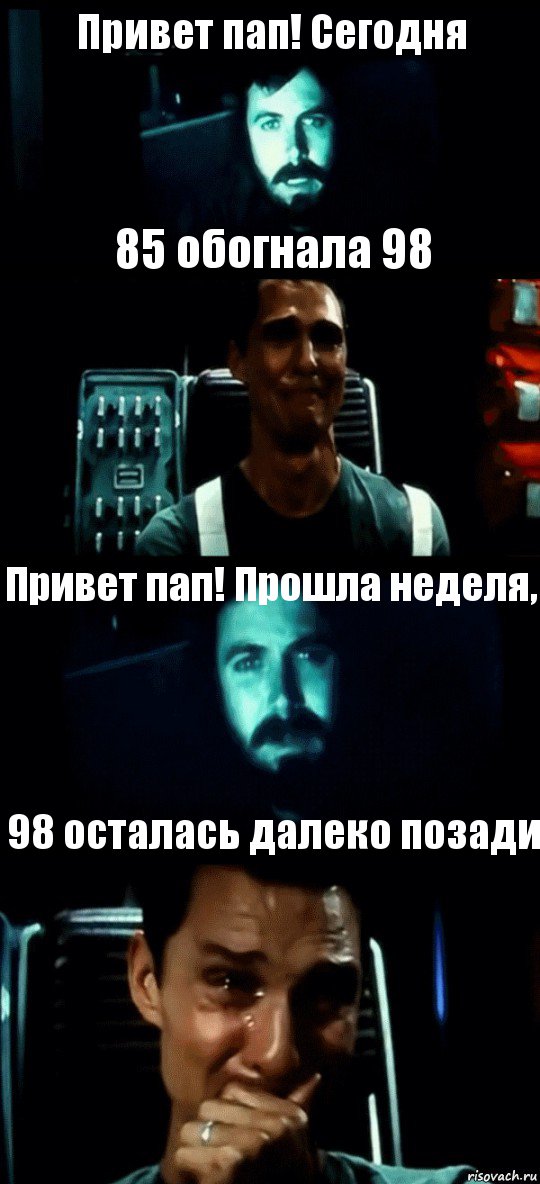 Привет пап! Сегодня 85 обогнала 98 Привет пап! Прошла неделя, 98 осталась далеко позади