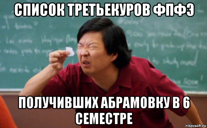 список третьекуров фпфэ получивших абрамовку в 6 семестре