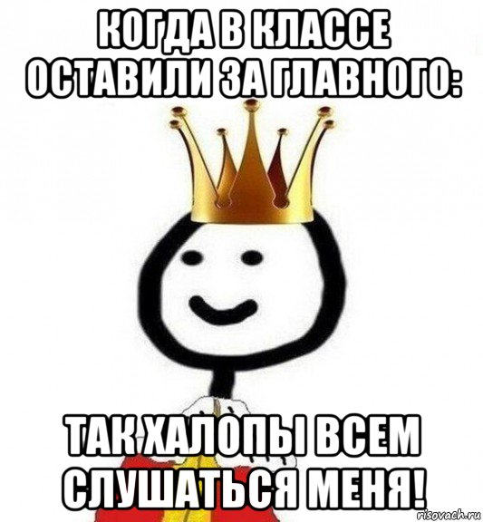 когда в классе оставили за главного: так халопы всем слушаться меня!, Мем Теребонька Царь