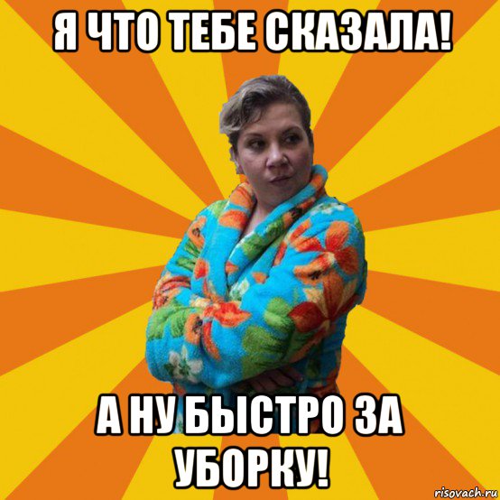 я что тебе сказала! а ну быстро за уборку!, Мем Типичная мама