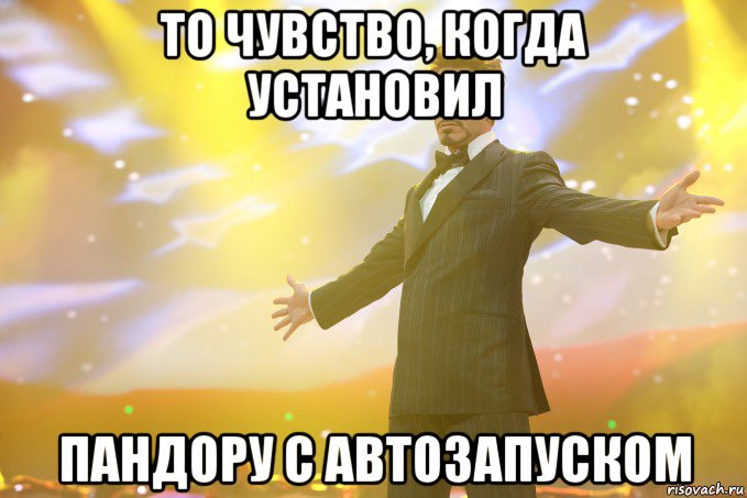 то чувство, когда установил пандору с автозапуском, Мем Тони Старк (Роберт Дауни младший)