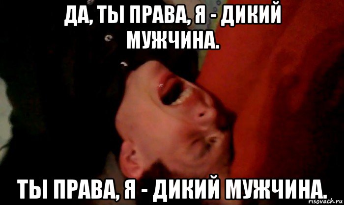 да, ты права, я - дикий мужчина. ты права, я - дикий мужчина.