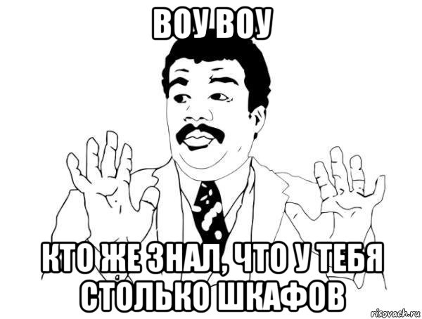 воу воу кто же знал, что у тебя столько шкафов, Мем  Воу воу парень полегче