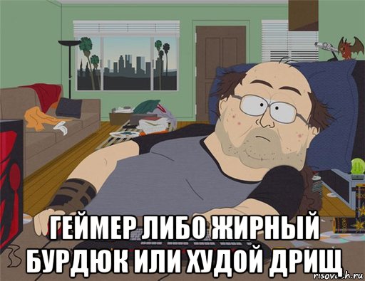  геймер либо жирный бурдюк или худой дрищ, Мем   Задрот south park