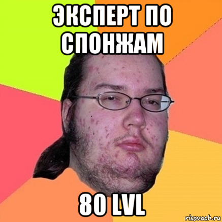 эксперт по спонжам 80 lvl, Мем Задрот