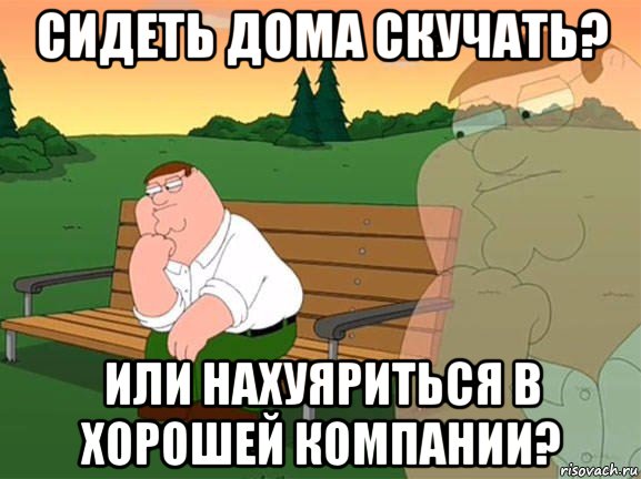 сидеть дома скучать? или нахуяриться в хорошей компании?, Мем Задумчивый Гриффин