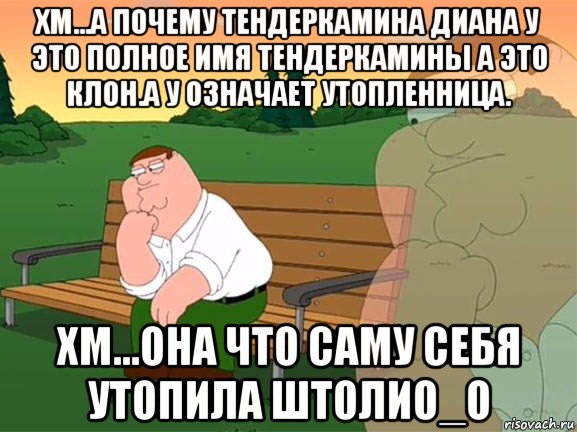 хм...а почему тендеркамина диана у это полное имя тендеркамины а это клон.а у означает утопленница. хм...она что саму себя утопила штоли0_о, Мем Задумчивый Гриффин