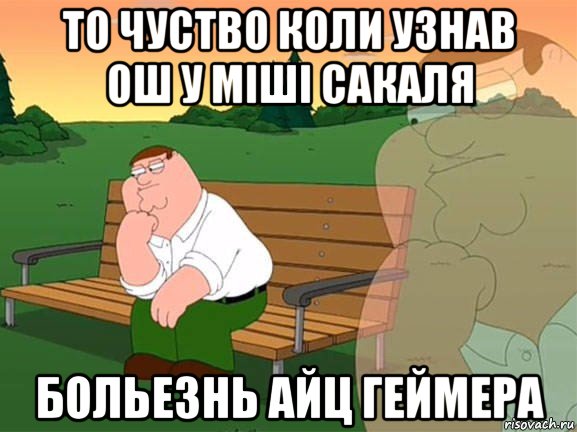 то чуство коли узнав ош у міші сакаля больезнь айц геймера, Мем Задумчивый Гриффин