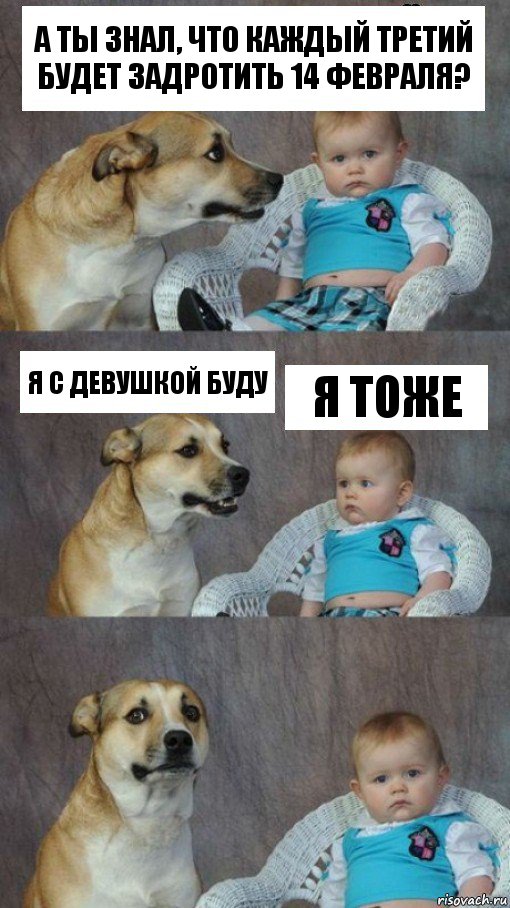 А ты знал, что каждый третий будет задротить 14 февраля? Я с девушкой буду Я тоже