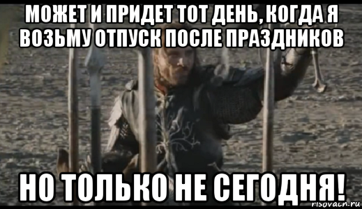 может и придет тот день, когда я возьму отпуск после праздников но только не сегодня!, Мем  Арагорн (Но только не сегодня)