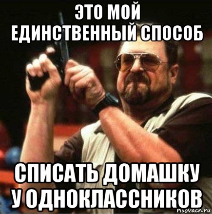 это мой единственный способ списать домашку у одноклассников, Мем Большой Лебовски