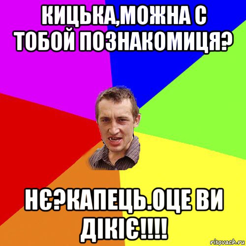 кицька,можна с тобой познакомиця? нє?капець.оце ви дікіє!!!!, Мем Чоткий паца