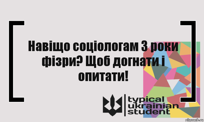 Навіщо соціологам 3 роки фізри? Щоб догнати і опитати!, Комикс цитата