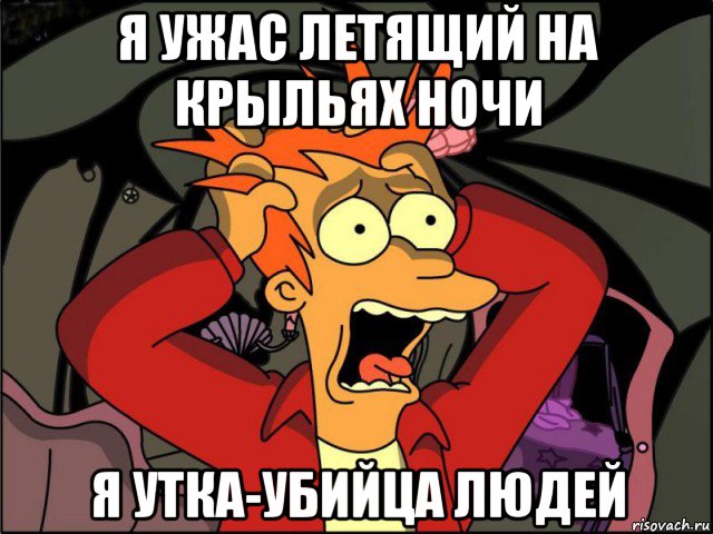 я ужас летящий на крыльях ночи я утка-убийца людей, Мем Фрай в панике