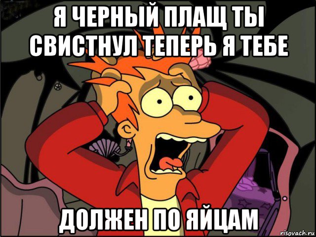 я черный плащ ты свистнул теперь я тебе должен по яйцам, Мем Фрай в панике