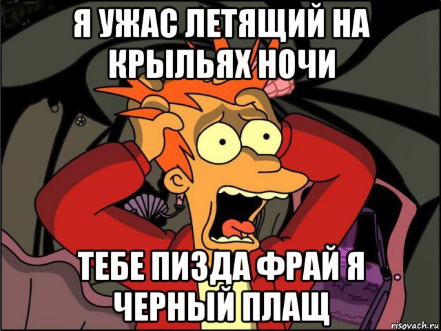 я ужас летящий на крыльях ночи тебе пизда фрай я черный плащ, Мем Фрай в панике