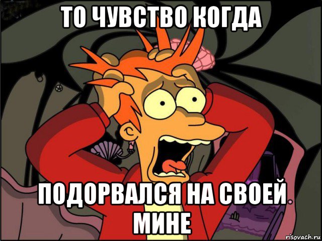 то чувство когда подорвался на своей мине, Мем Фрай в панике