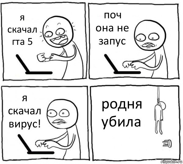 я скачал гта 5 поч она не запус я скачал вирус! родня убила, Комикс интернет убивает