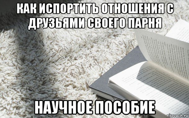 как испортить отношения с друзьями своего парня научное пособие, Мем книга