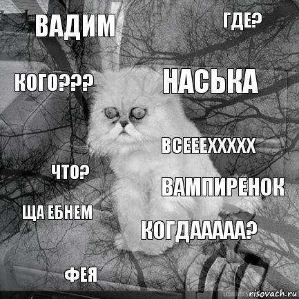 Вадим Вампиренок Наська фея что? где? когдааааа? кого??? ща ебнем всеееххххх, Комикс  кот безысходность