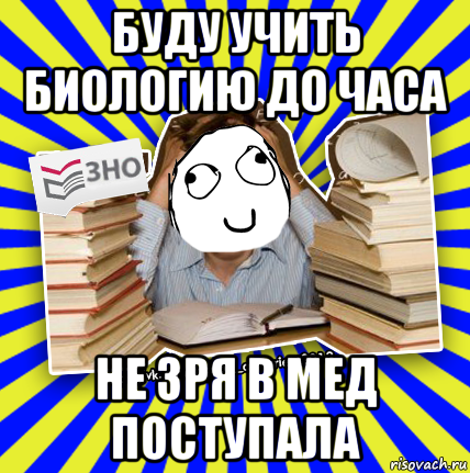 буду учить биологию до часа не зря в мед поступала, Мем Мен кнець