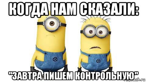 когда нам сказали: "завтра пишем контрольную", Мем Миньоны