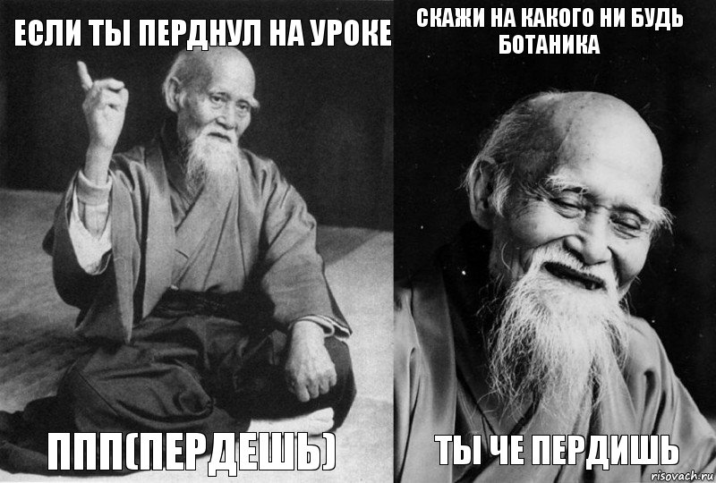 если ты перднул на уроке ппп(пердешь) скажи на какого ни будь ботаника ты че пердишь, Комикс Мудрец-монах (4 зоны)