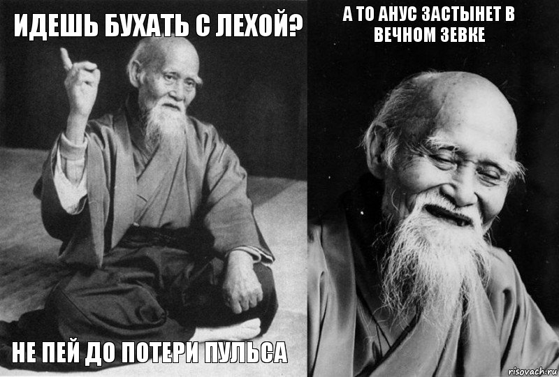 идешь бухать с лехой? не пей до потери пульса а то анус застынет в вечном зевке , Комикс Мудрец-монах (4 зоны)