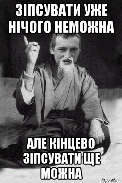 зіпсувати уже нічого неможна але кінцево зіпсувати ще можна, Мем Мудрий паца