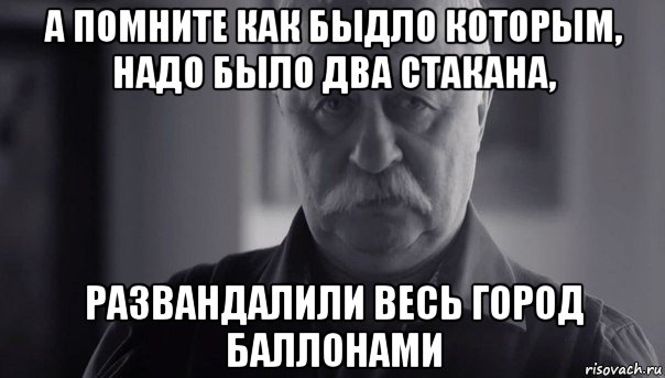 а помните как быдло которым, надо было два стакана, развандалили весь город баллонами, Мем Не огорчай Леонида Аркадьевича