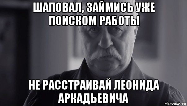 шаповал, займись уже поиском работы не расстраивай леонида аркадьевича, Мем Не огорчай Леонида Аркадьевича