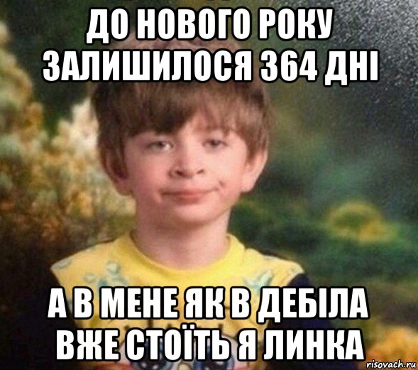 до нового року залишилося 364 дні а в мене як в дебіла вже стоїть я линка, Мем Недовольный пацан