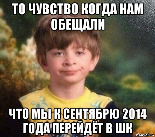 то чувство когда нам обещали что мы к сентябрю 2014 года перейдёт в шк, Мем Недовольный пацан