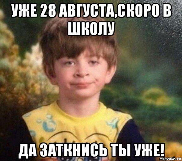 уже 28 августа,скоро в школу да заткнись ты уже!, Мем Недовольный пацан