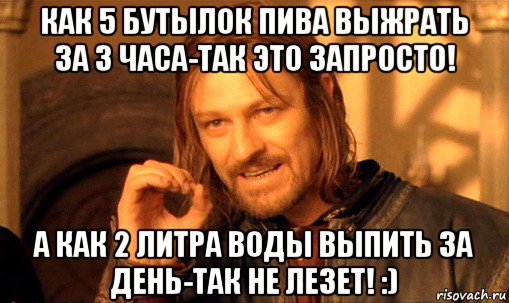 как 5 бутылок пива выжрать за 3 часа-так это запросто! а как 2 литра воды выпить за день-так не лезет! :), Мем Нельзя просто так взять и (Боромир мем)