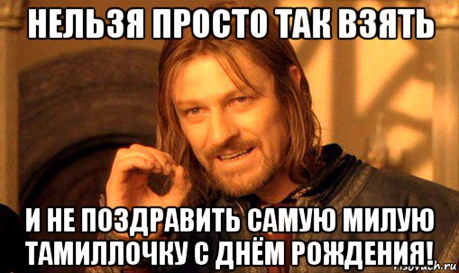 нельзя просто так взять и не поздравить самую милую тамиллочку с днём рождения!, Мем Нельзя просто так взять и (Боромир мем)