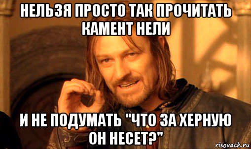 нельзя просто так прочитать камент нели и не подумать "что за херную он несет?", Мем Нельзя просто так взять и (Боромир мем)