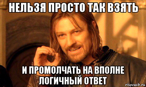 нельзя просто так взять и промолчать на вполне логичный ответ, Мем Нельзя просто так взять и (Боромир мем)