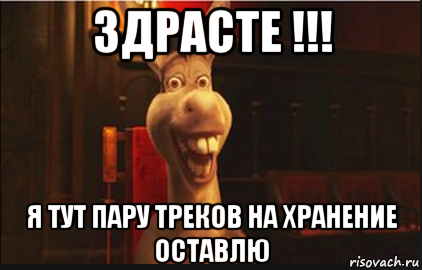 здрасте !!! я тут пару треков на хранение оставлю, Мем Осел из Шрека