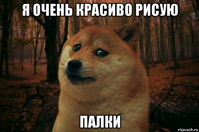 я очень красиво рисую палки, Мем SAD DOGE