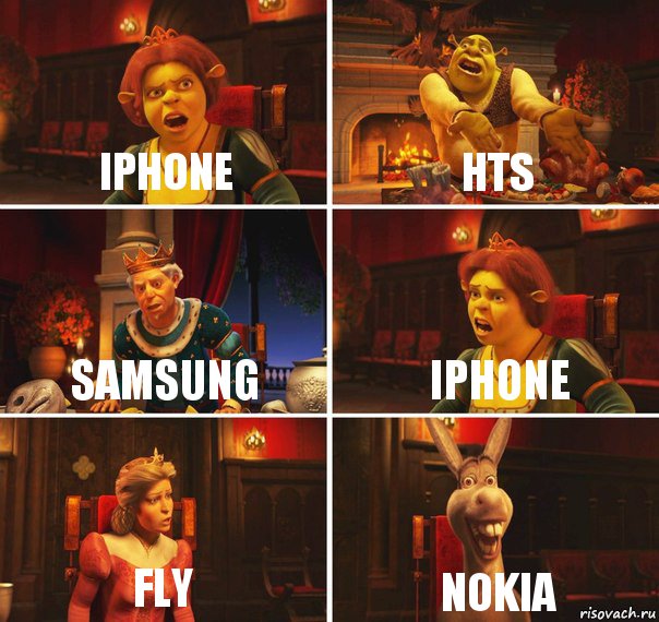 IPhone hts Samsung Iphone Fly Nokia, Комикс  Шрек Фиона Гарольд Осел